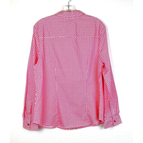 Covington Essentials Women’s Button Front Blouse Size L Pink Geometric Fitted - Picture 5 of 7